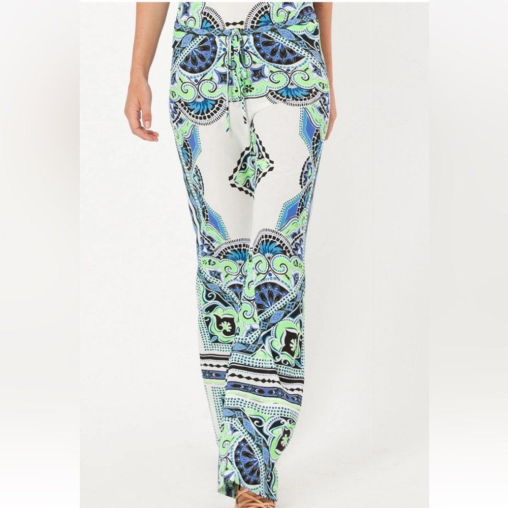 Hale Bob Patterned Lightweight Drawstring Pants S… - image 1